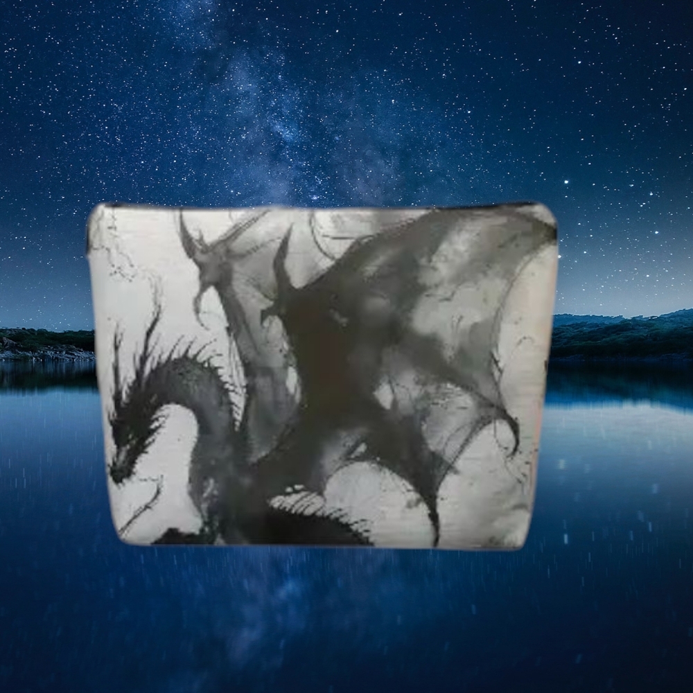 NEW Mystical Dragon Cosmetic Makeup Bag black and white